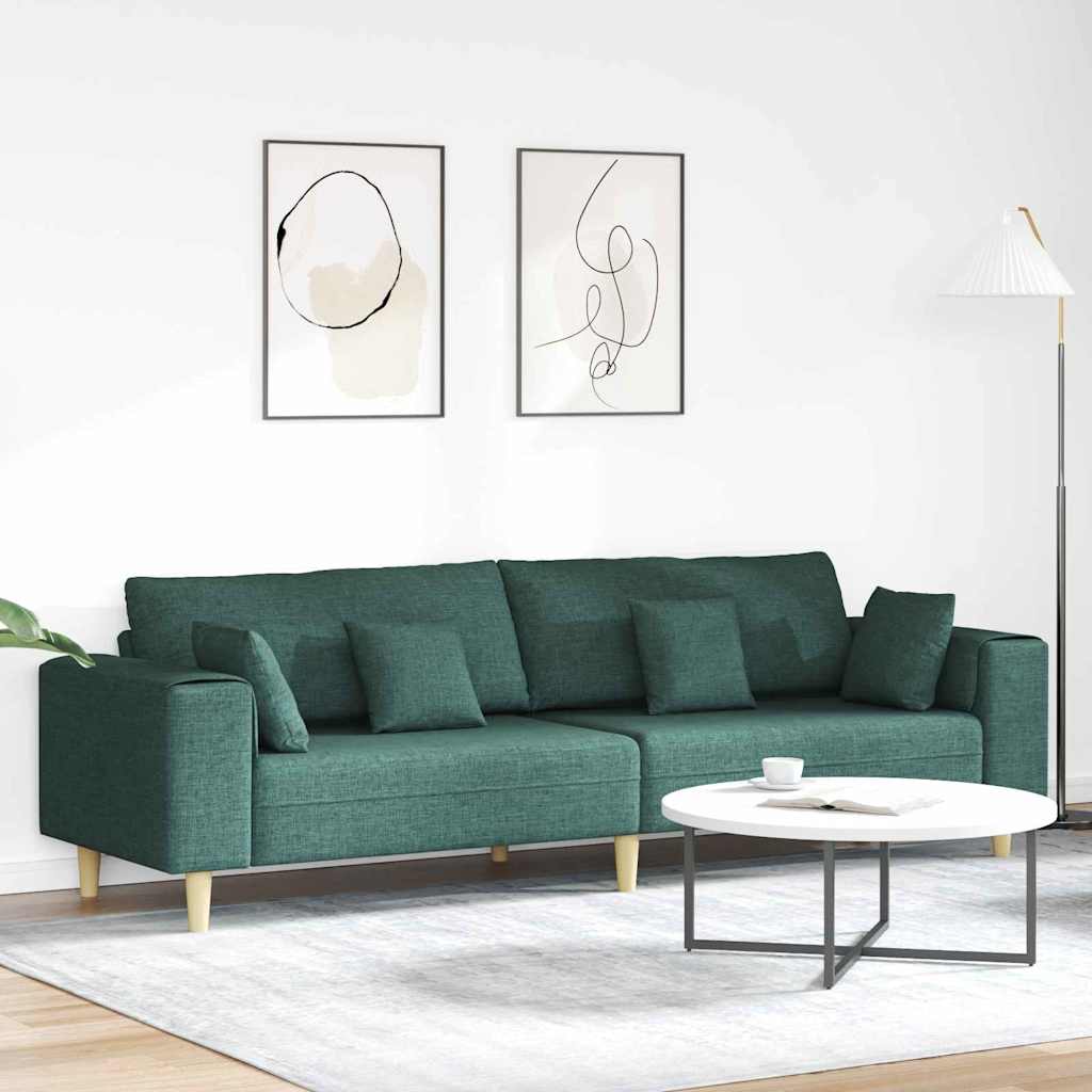 Fabric Sofa with Cushion Dark Green 208 cm Fabric